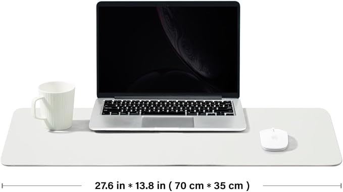 Leather Desk Mat - Non-Slip PU Desk Pad for Office and Home - Desk Organization and Accessories - Ideal for Large Mouse Pad and Desk Mats on Top of Desks (White,27.6"x 13.8")