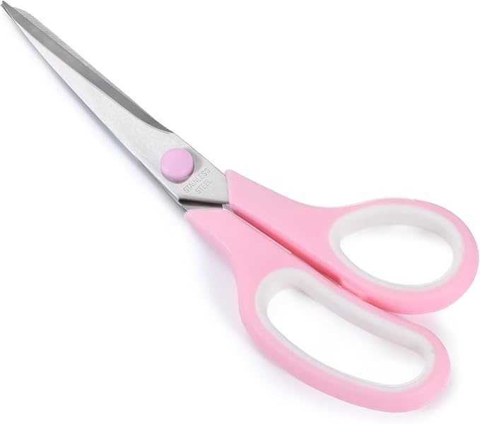 Pink Scissors, 7.5" All Purpose Scissor for Office and Home, Stainless Steel Craft Sewing Fabric Shears with Comfort Grip, Right/Left Handed (1 Pack)