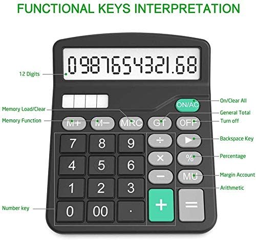 YOUHO 5-Piece Solar & Battery Powered Standard Function Electronic Calculator with Large LCD Display - Black (KK-837B, 5 x 1.5v Battery)