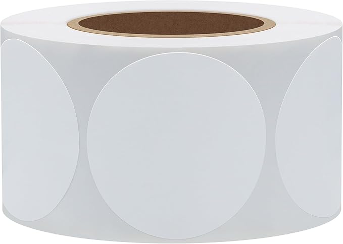 Hybsk White Color Coding Dot Labels Round Semi Gloss Paper Stickers Adhesive Label (1.5 inch)