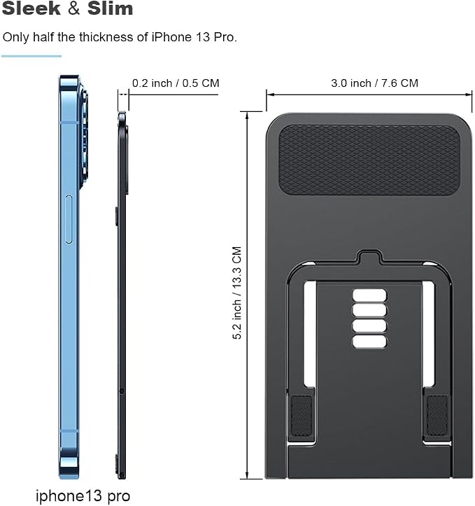 Kemoxan Ultra-Slim Foldable Cell Phone Stand for Desk, Ultrathin Portable Pocket Smartphone Kickstand, V Small Mobile Phone Travel Mount Compatible with Universal iPhone IPads Android Kindle