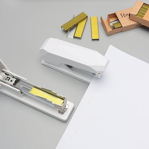 NatSumeBasics 3000 Yellow Gold Staples 26/6 Standard Colored Staple Refill for Desk Stapler, 1000 Per Pack, Total 3 Pack Staples (Yellow Gold)