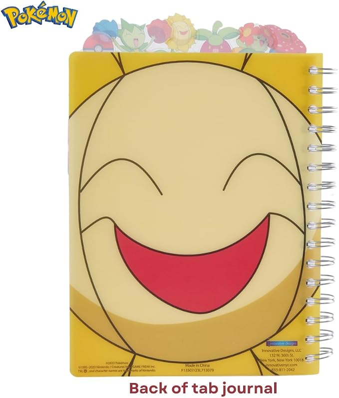 Pokémon Tab Journal Notebook, Spiral Bound, 144 Lined Pages, 8 x 7 inches