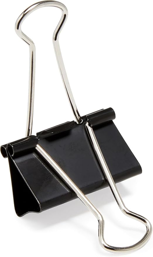 Amazon Basics Sturdy Binder Clips, Office Supplies, Medium 1.25 inches, Document Organizing, Sturdy Steel, Black, 24 Count (2 Pack of 12)
