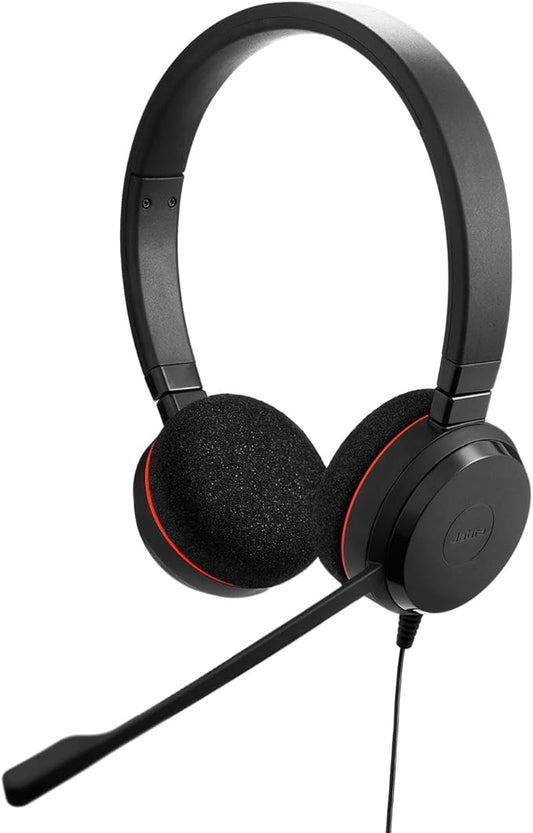 Jabra Evolve 20 Wired Headset (2025 Edition) - Dual-Ear Set for Office and Work from Home - Call Control - Certified for MS Teams - USB-C/A Connectivity - Black