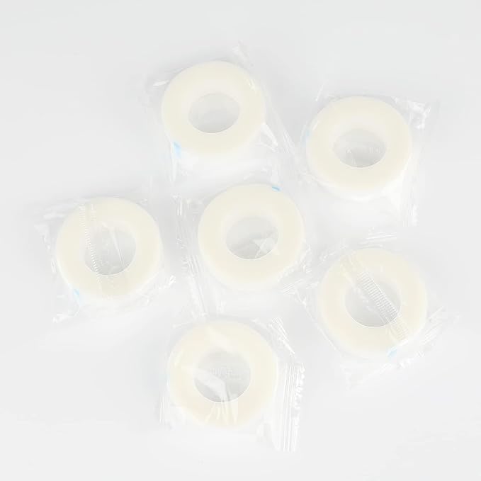 G2PLUS 6 Rolls PE Micropore Medical Tape Roll, 1/2'' x 59 Yards Lash Tape, Eyelash Tape for Eyelash Extensions, Wound, Sensitive Skin - Individual Package (Transparent)