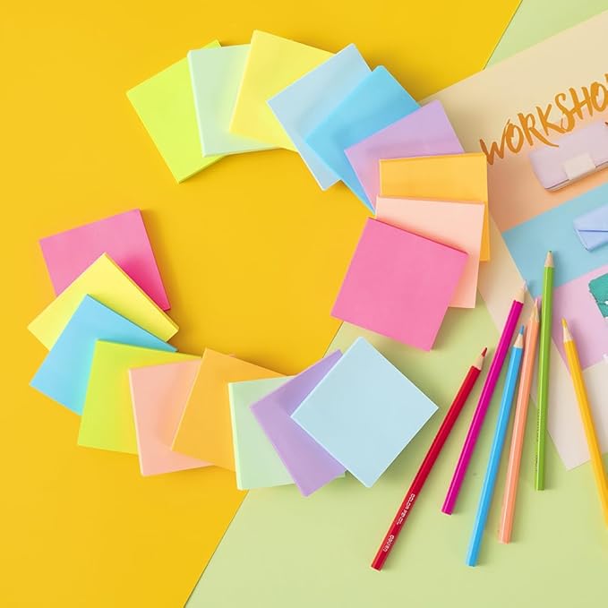 (54 Pack) Pop Up Sticky Notes Refill,3x3 in Popup Notepads,Accordion Stickies Super Sticking Power,Office School Memo Note Pads Bright Colors,Post on Windows Doors,Recyclable,Easy to Write on