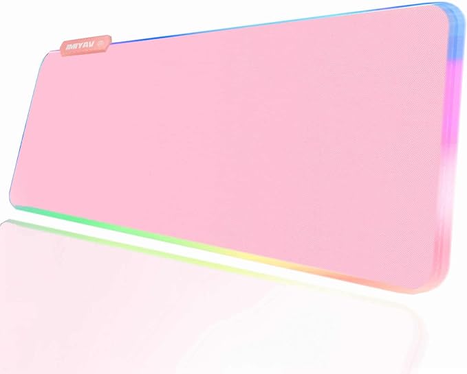 JMIYAV Pink RGB Gaming Mouse Pad 31.5x12 Inch PC XL Large Extended Glowing Led Light Up Desk Pad Non-Slip Rubber Base Computer Cute Mousepad Mat Desk Accessories Gaming Setup 31.5x12 Inch