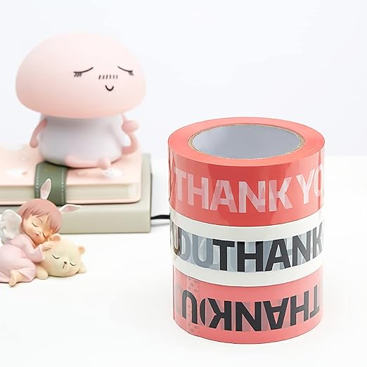 Designer Cute Packing Tape, Colorful Printing Shipping Tape, Carton Decorative Tape for Sealing Boxes, Thank You - Pink, 1.77" x 110 yd