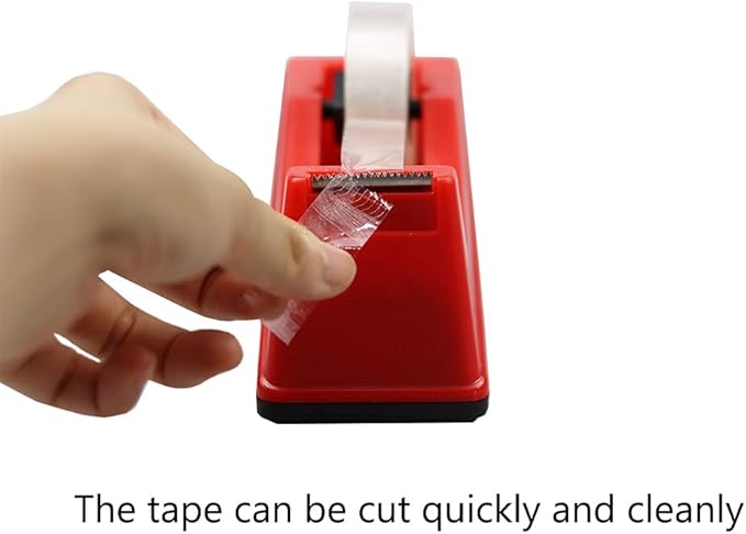 DBKMPZ Classic Desktop Tape Dispenser,1 in Core,Non-Skid Base - with 1 Premium Rolls Invisible Clear Tape, Perfect for Office, Home, School (Red)