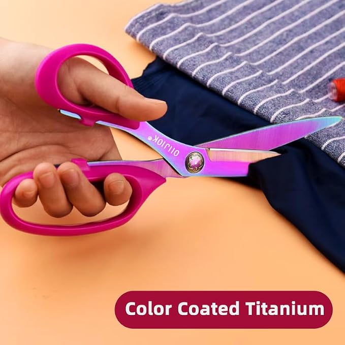 Left Handed Scissors,9.5 Inch All Purpose Lefty Scissors,Titanium Coating Forged Stainless Steel, Soft Comfort-Grip Handles,Perfect for Office,Home,and School Arts Crafts(Pink)