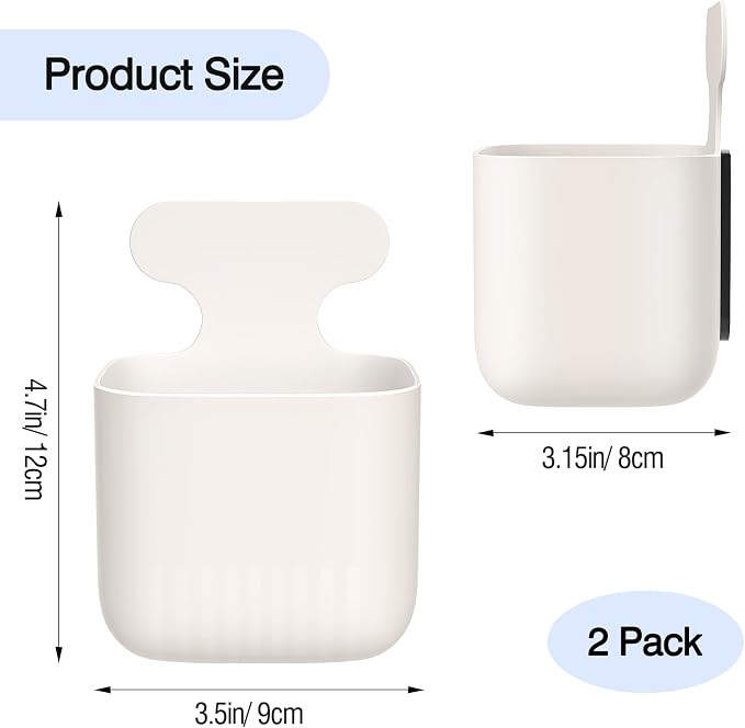 MoKo Magnetic Pen Holder, 2-Pack Whiteboard Organizer, White | Magnetic dry erase marker holder has a full magnetic back and sturdy ABS body; each measures 6.3 x 3.7 x 3.7 inches.