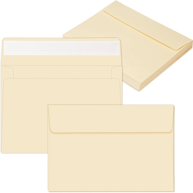 100 Packs Ivory 4x6 Envelopes for Invitations, A4 Envelopes for Greeting Cards, Printable, Self Seal for Weddings, Graduation, Birthday, Photos, Postcards
