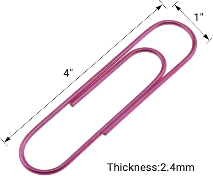 Hahiyo Paperclips 4" (100mm) Extra Large Paper Clips Sturdy Bright Assorted Colors Vinyl Coated Prevent Scratching Tearing The Pages 25 Pack Colorful (Colorful A)