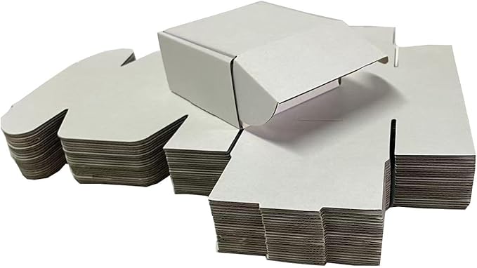 4x4x2 Shipping Boxes Set of 100, White Small Corrugated Cardboard Box, Mailer Box