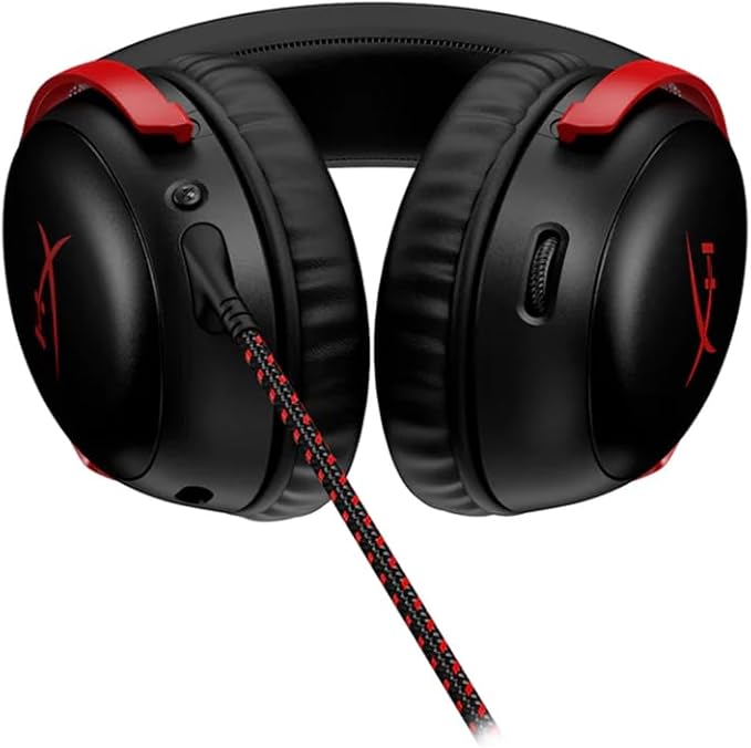 HyperX Cloud III – Wired Gaming Headset,PC,PS5,Xbox Series X|S,Angled 53mm Drivers,DTS Spatial Audio,Memory Foam,Durable Frame,Ultra-Clear 10mm Mic,USB-C,USB-A,3.5mm – Black/Red,(Pack of 10)