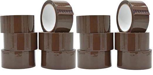 12 Rolls Carton Shipping Box Sealing Packing Tape, 3" x 110 Yards 330' Ft, Heavy Duty Tape, Designed for Office, Home or Commercial Use (12 Rolls / 3" Wide (Tan))
