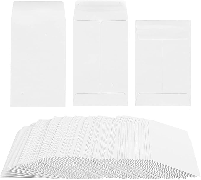 200 Pack Small Coin Envelopes Kraft Paper Seed Envelopes Mini Parts Small Items Stamps Storage Packets Envelopes Self-Adhesive for Garden, Office or Wedding Gift, (2 1/4 x 3 1/2 Inch, white)