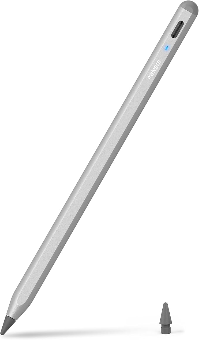 Metapen Pencil A8 for Apple iPad 2018-2026, (2X Faster Charge), Palm Rejection, Pixel Precision, Stylus Pen for iPad 11/10/9/8/7/6th Gen, Pro 12.9/11/13-inch M4, Air 3/4/5/M2/M3, Mini 5/6th, Grey