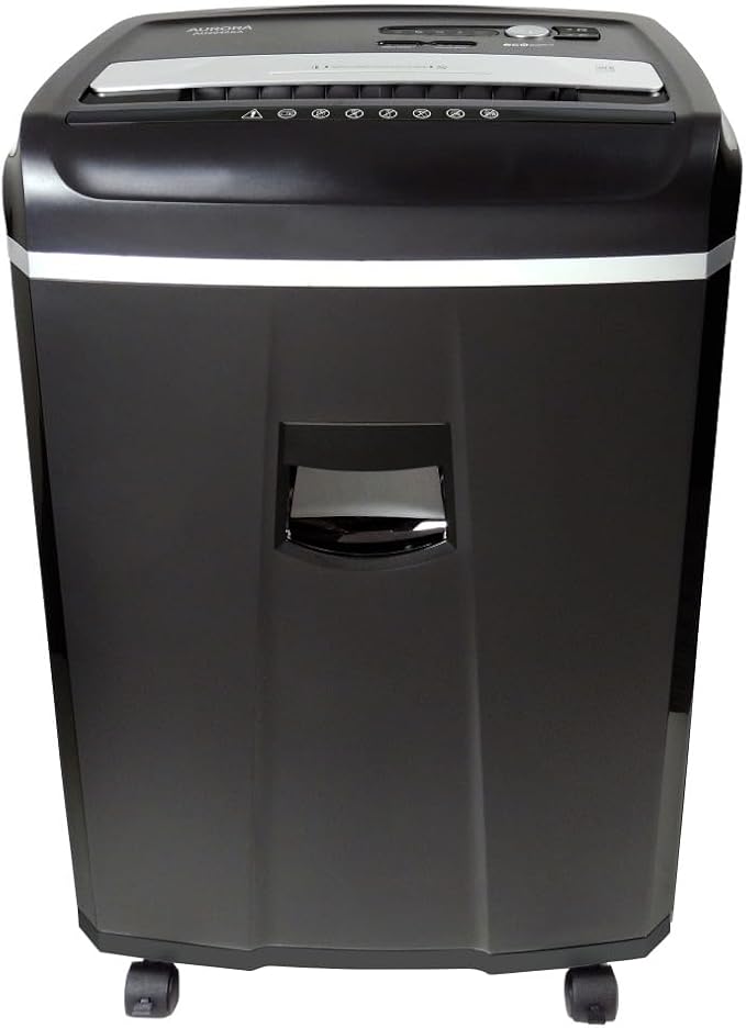 Aurora Anti-Jam 20-Sheet Crosscut CD/Paper and Credit Card Shredder, 7-Gallon pullout Basket, 60 Minutes Continuous Run Time