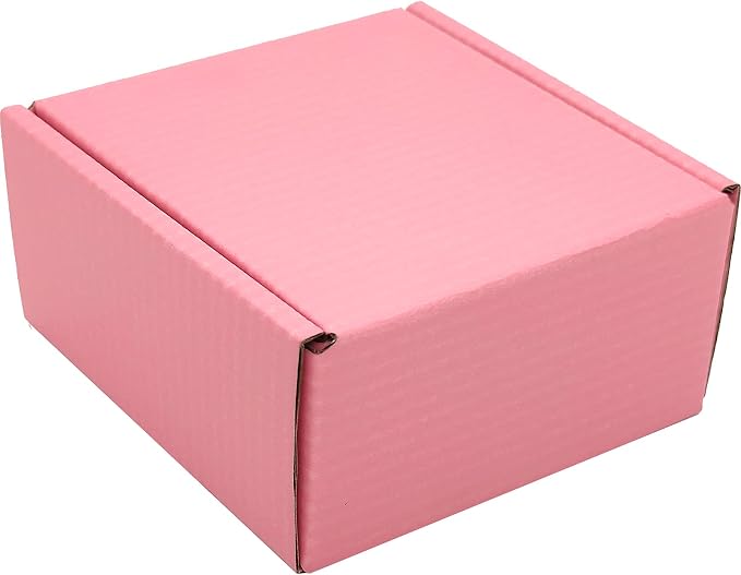 4x4x2 Shipping Boxes Set of 50, Pink Mailer Corrugated Cardboard Box | for Packaging, Literature, Packing, Mailing, Storage, Small Business, Moving, Gift, Supplies, Quick Fold, Tab Locking