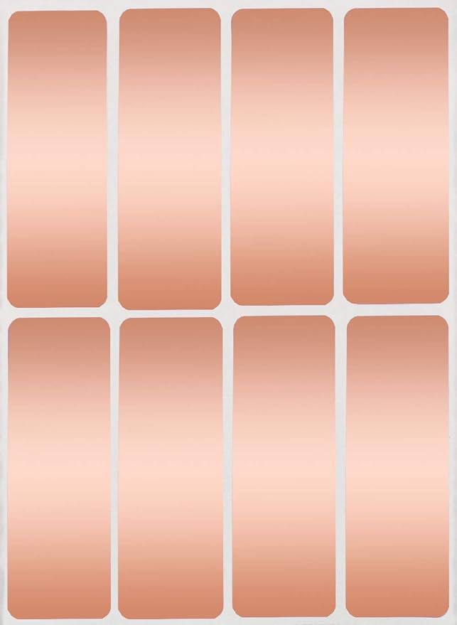 Royal Green Writable Rectangular Labels 1 x 3 inch (75mm x 25mm) Rose Gold Stickers for Gift Box Labeling - 400 Pack