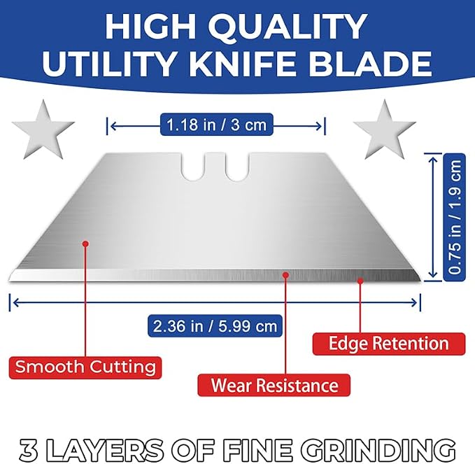 DIYSELF 300 Pack Utility Knife Blades, SK5 Box Cutter Blades with Dispenser | Heavy-Duty Utility Knife Blades Refills for Cardboard, Carpet and Leather, Razor Knife Blades for Vinyl, Rope and Packages