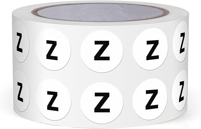 Letter Z Stickers 0.5 Inch Vinyl Round Alphabet Label 1000 PCS | Self-Adhesive, Removable, Waterproof, Circle Capital Dots Tags, for Home Office Inventory Classroom