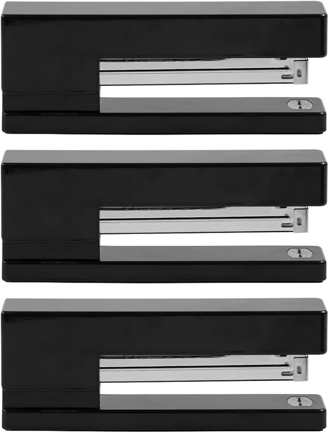 JAM PAPER Modern Desk Stapler - Black - 3/Pack