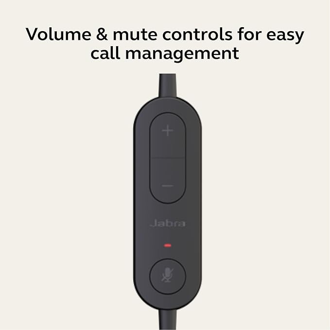 Jabra Evolve 10 Wired Headset with Noise-Cancelling Microphone for PC/Laptop Use, Easy USB-A Setup, TCO Certified, Lightweight Design, Inline Call/Volume Controls for Online Meetings, Black