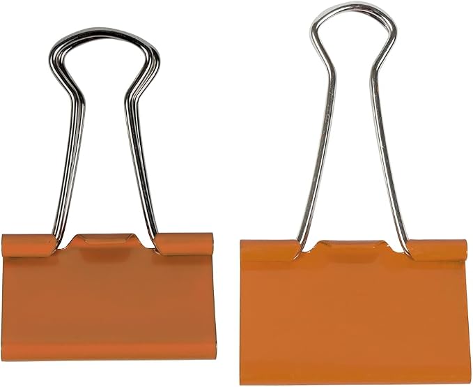 JAM PAPER Colorful Binder Clips Assortment - Medium & Large Size - Orange Binderclips - 27 Clips/Pack