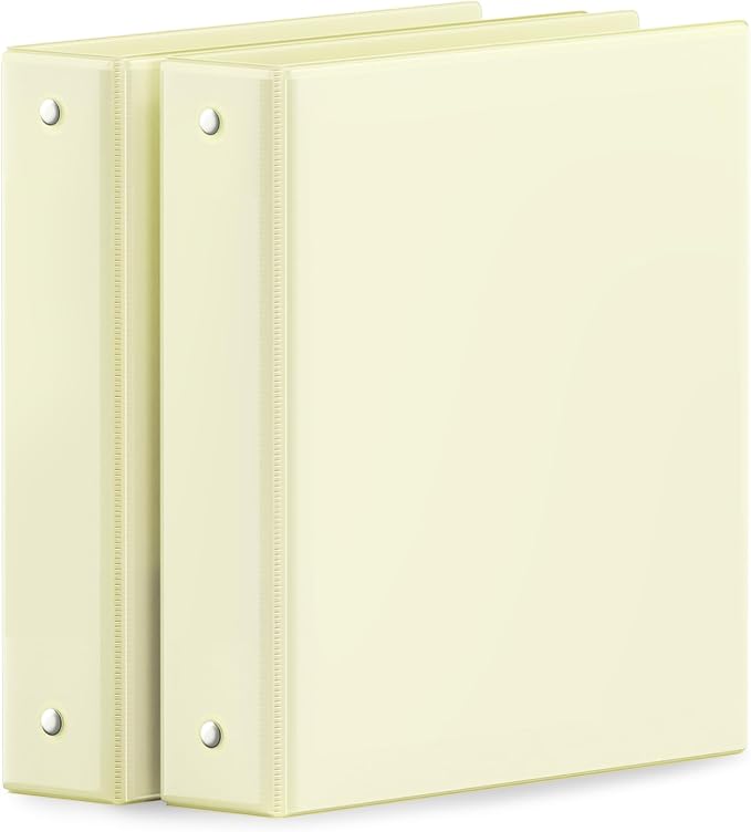 SUNEE 3 Ring Binder 1 Inch 2 Pack, Clear View Binder Three Ring PVC-Free (Fit 8.5x11 Inches) for School or Office Supplies, Yellow