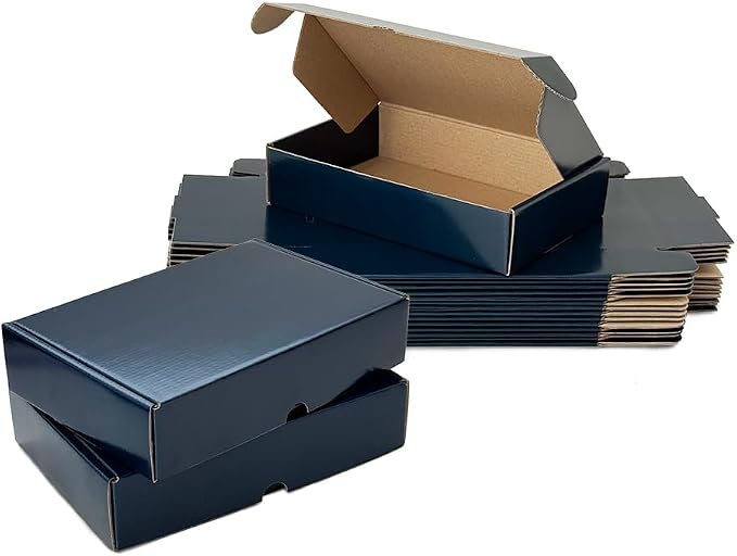 9x6x2 Inches Shipping Boxes Set - (20 Pack) Navy Corrugated Cardboard Mailer Boxes for Packing Small Business Mailing Gift