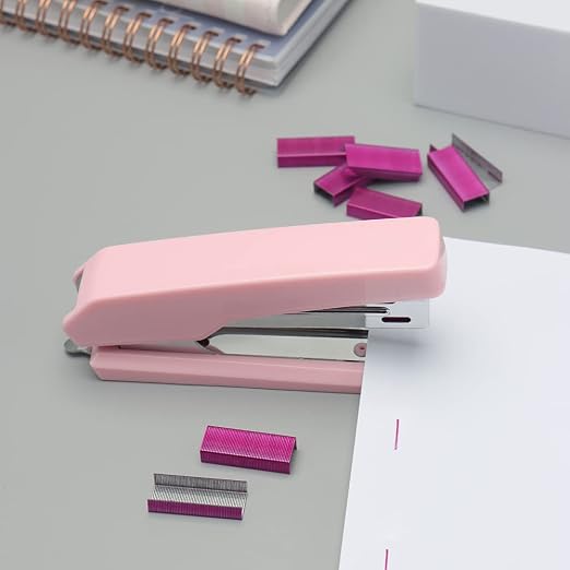 NatSumeBasics 4000 Rose Red Staples #10 Colored Staples for Mini Stapler, No.10 Staple Smaller Than Standard Staple (Rose Red)