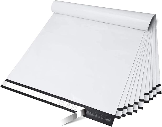 Fuxury Large Poly Mailers 24x24 Inch 100 Pcs, Waterproof Shipping Bags for Clothing, Strong Adhesive Shipping Envelopes for Small Business Suppliers, Self Seal Mailers Poly Bags Mailing Bags White