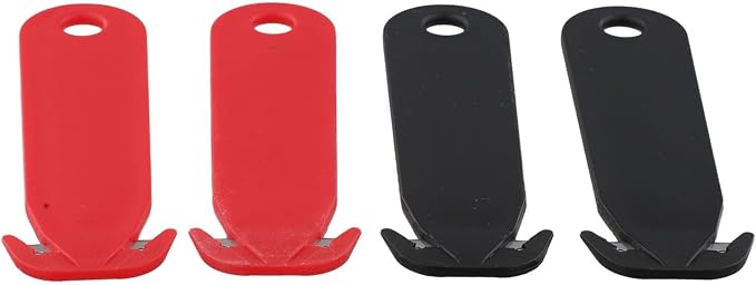 Double-Edged Safety Box Cutter for multi Tool with Stainless Steel Blade and Plastic Handle for Office Home Warehouse Dorm Room Package Opening Red Black 4 Pack Utility (black and white)