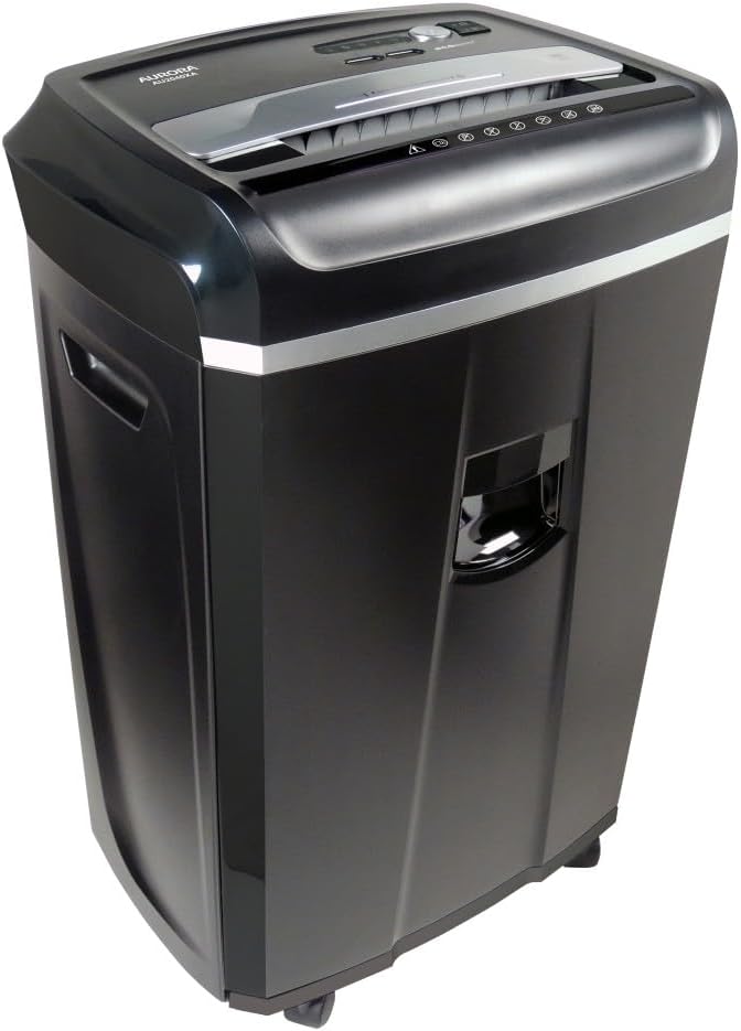 Aurora Anti-Jam 20-Sheet Crosscut CD/Paper and Credit Card Shredder, 7-Gallon pullout Basket, 60 Minutes Continuous Run Time