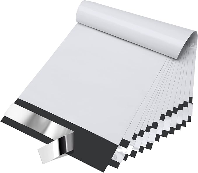 Fuxury 6x9 200pc Poly Mailers,Heavy Duty Shipping Bags for Clothes, Strong Adhesive Mailing Mailers Poly Bags, Durable Waterproof Shipping Envelopes Bags Boutique for Business,White
