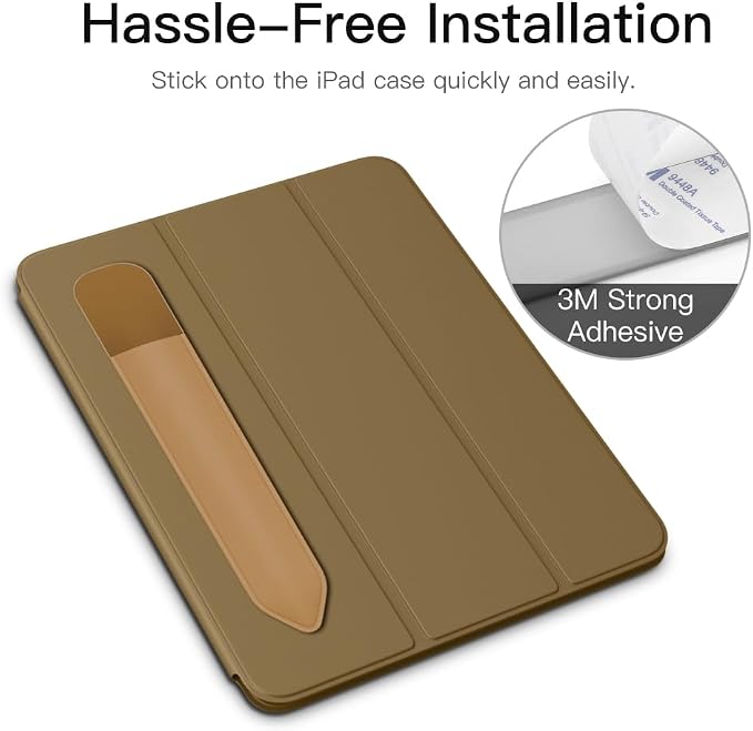 MoKo Adhesive Pencil Case Holder Sticker for Apple Pencil, Mocha Mousse | Elastic Pencil Pocket Pouch, Adhesive Sleeve, Attached to iPad Case, For Pro/USB-C/1st/2nd Gen and Similarly Stylus Pens
