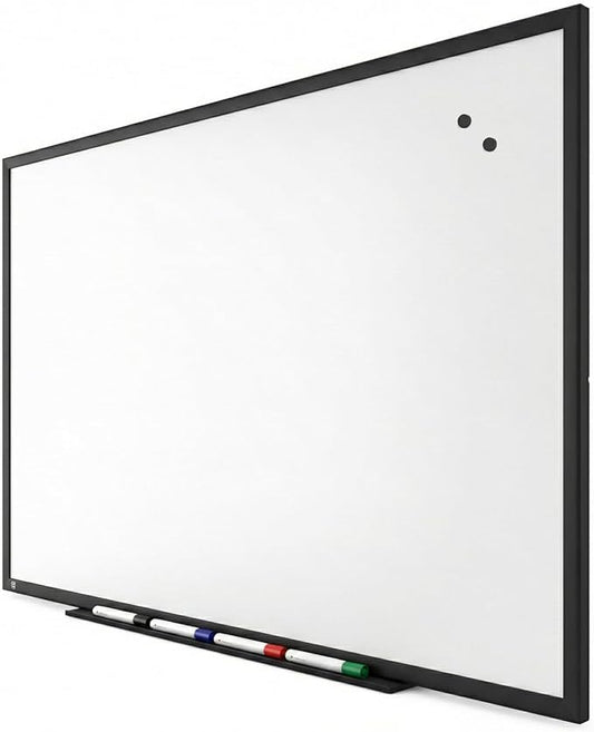 TRU RED Magnetic Porcelain Whiteboard | Dry Erase Board for Wall, White Board with Black Frame, 3 ft x 4 ft, 4 Multicolor Markers Included