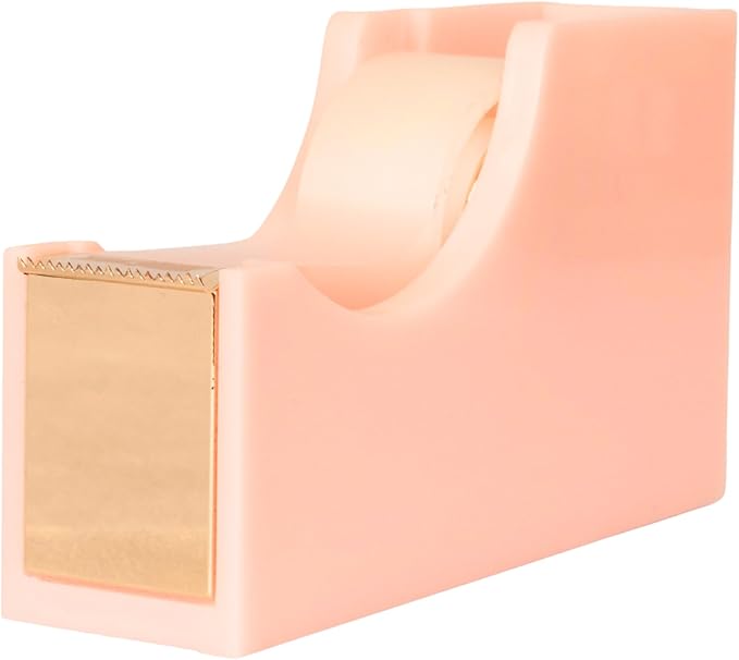 BLU MONACO | Acrylic Tape Cutter Dispenser for Desk | Cute Tape Dispenser Desk with Heavy Duty Base | Pastel Pink Desktop Tape Holder for Office Home