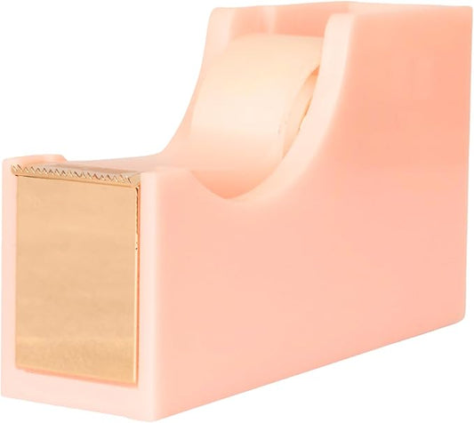 BLU MONACO | Acrylic Tape Cutter Dispenser for Desk | Cute Tape Dispenser Desk with Heavy Duty Base | Pastel Pink Desktop Tape Holder for Office Home