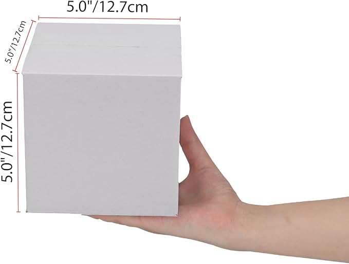 Calenzana 5x5x5 Inches Shipping Boxes Set of 50, White Corrugated Cardboard Box for Packing Mailing Small Business