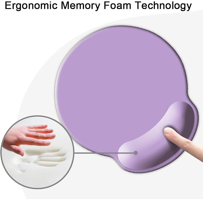 DOOKE Ergonomic Mouse Pad with Wrist Support, Cute Wrist Pad with Non-Slip Rubber Base for Computer, Laptop, Home Office Gaming, Working, Easy Typing & Pain Relief,Clove Purple