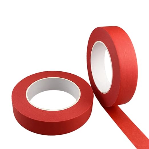 Red Masking Tape, 1 Inch x 55 Yards, 2 Rolls, Painters Tape for Painting, Home, Office, School Stationery, Arts, Crafts, Decoration