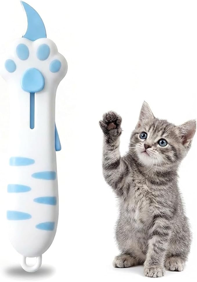 Cat Paw Box Cutter Cute Retractable Cat Box Cutter with Safety Lock | Mini Utility Knife with Ergonomic Paw Handle, Stainless Steel Blade for Opening Packages, Cardboard, Cartons & Tape
