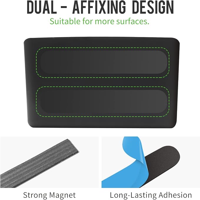loukin Magnetic Marker Holder Set, Whiteboard Accessory Tray Set, Black | 5.3" × 2.2", Holds 1 Eraser and 8 Markers, Supports up to 3.3 lb, 2 Mounting Options, Fits Glass and Refrigerators