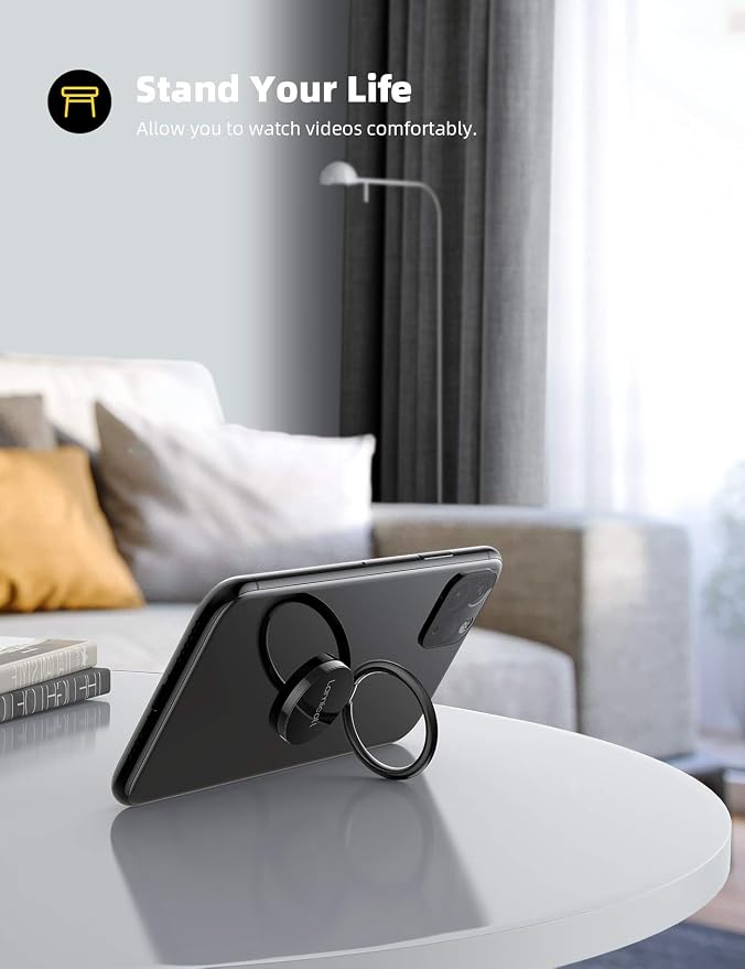 Lamicall Cell Phone Ring Holder Stand - Polished Metal Finger Grip | 360° Rotation, Finger Ring Kickstand for Magnetic Car Mount, Fit iPhone 17 16 Pro Max, Androids, Cellphone Accessories