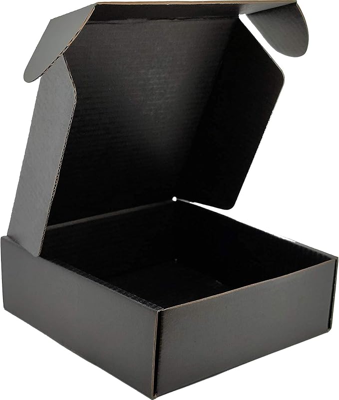 Small Black Shipping Boxes for Small Business Pack of 25-6x6x2 inches Cardboard Corrugated Mailer Boxes for Shipping Packaging Craft Gifts Giving Products