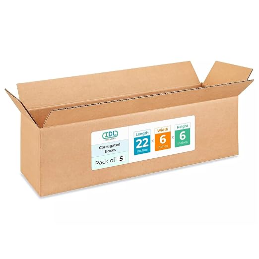 Long Moving & Shipping Boxes 22 x 6 x 6 inches (5-Pack) - Extra Strength 200 lb vs Regular - Corrugated Heavy Duty Cardboard Boxes - Box for Packaging&Delivering - Long Box by IDL Packaging | Extra Strength 200 lb vs Regular - Corrugated Heavy Duty Car...